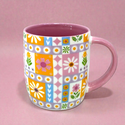 🌸 Retro Floral Patchwork 12oz Mug✨