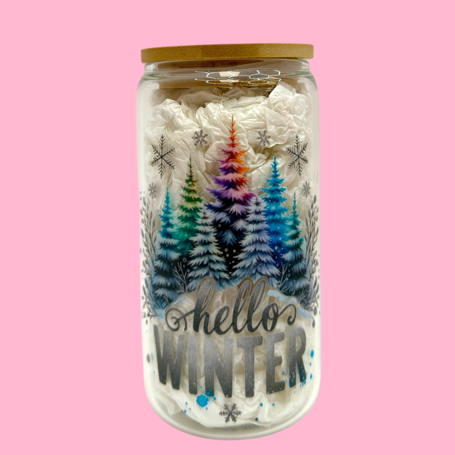 ✨ Hello Winter Glass Cup ❄️🎄 | 16oz