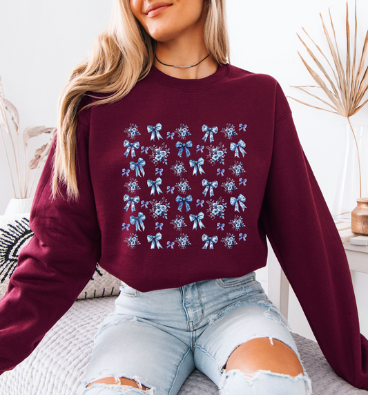 💙 Blue Ribbons & Florals Sweatshirt🎀