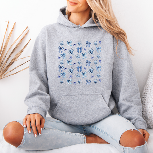 💙 Blue Ribbons & Florals Luxuriously Thick Hoodie🎀✨