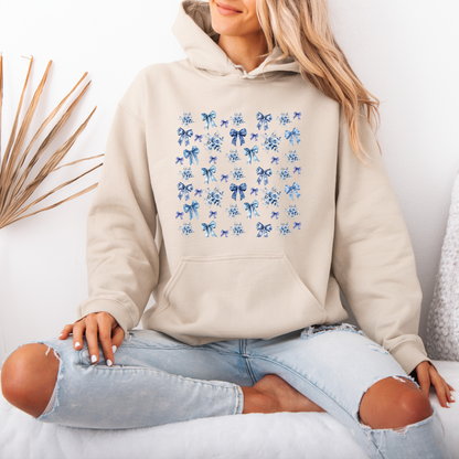 💙 Blue Ribbons & Florals Luxuriously Thick Hoodie🎀✨