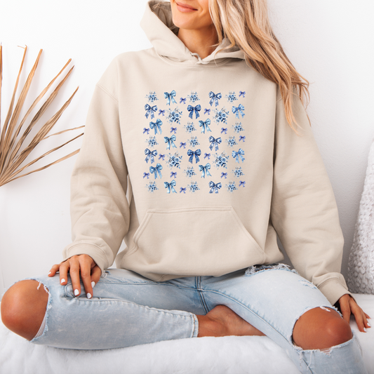 💙 Blue Ribbons & Florals Luxuriously Thick Hoodie🎀✨