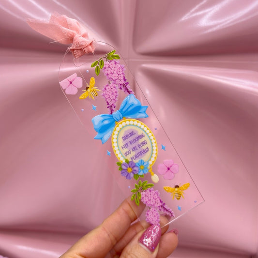 🌸🐝 Blooming Garden Acrylic Bookmark