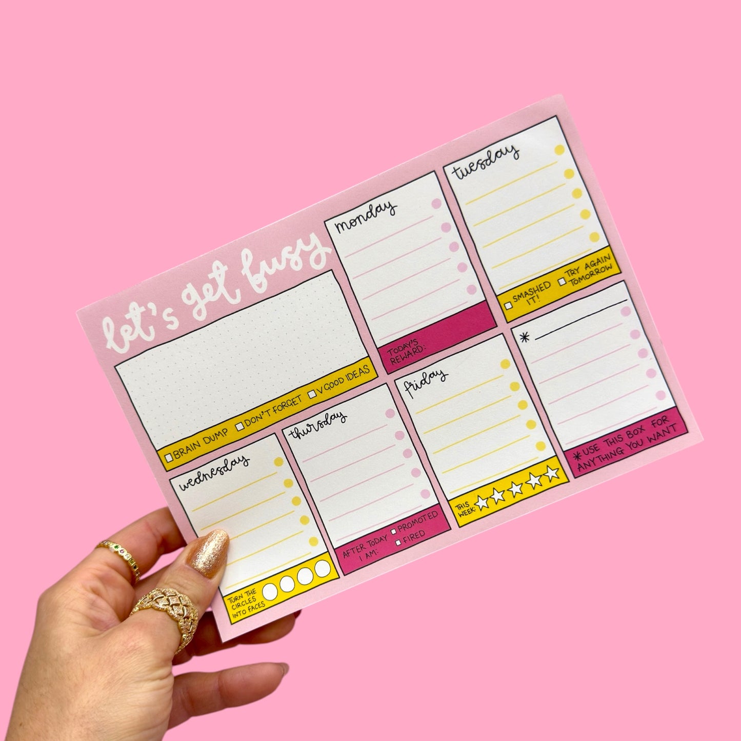 💖 “Let’s Get Busy” Weekly Planner Pad – Printed in the UK