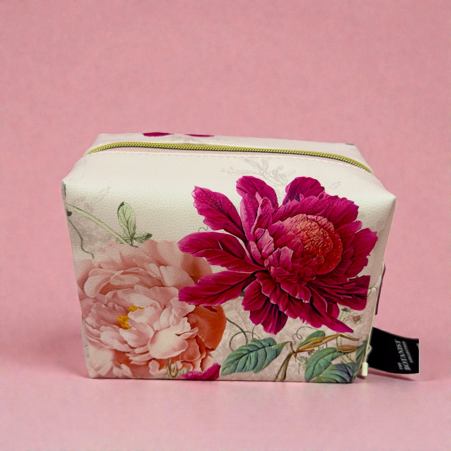🌸 Botanical Bloom Makeup & Travel Pouch – Floral Cosmetic Bag with Gold Zip ✨