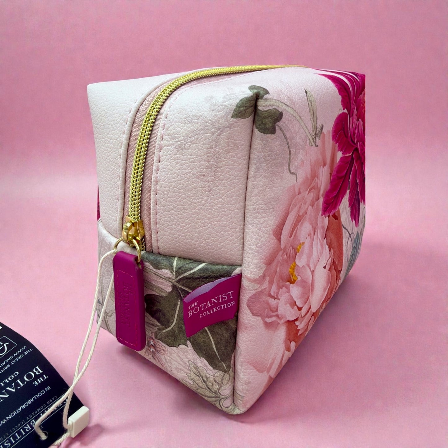🌸 Botanical Bloom Makeup & Travel Pouch – Floral Cosmetic Bag with Gold Zip ✨
