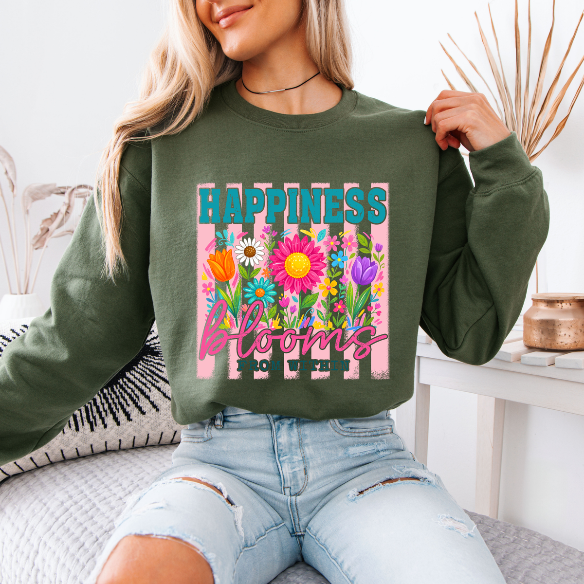 🌸✨Happiness Blooms From Within Floral Sweatshirt 🌼💖🌷