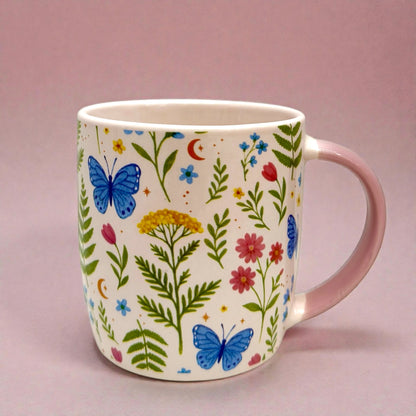 🦋✨ Butterfly Garden Floral Mug – 12oz🌸