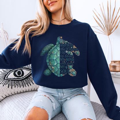 🐢🌊 Into The Ocean Cozy Sea Turtle Sweatshirt ✨💙🌺