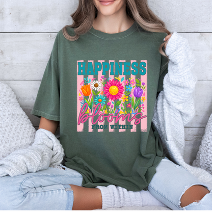 🌸✨ Happiness Blooms From Within Floral t-shirt 🌼💖🌷