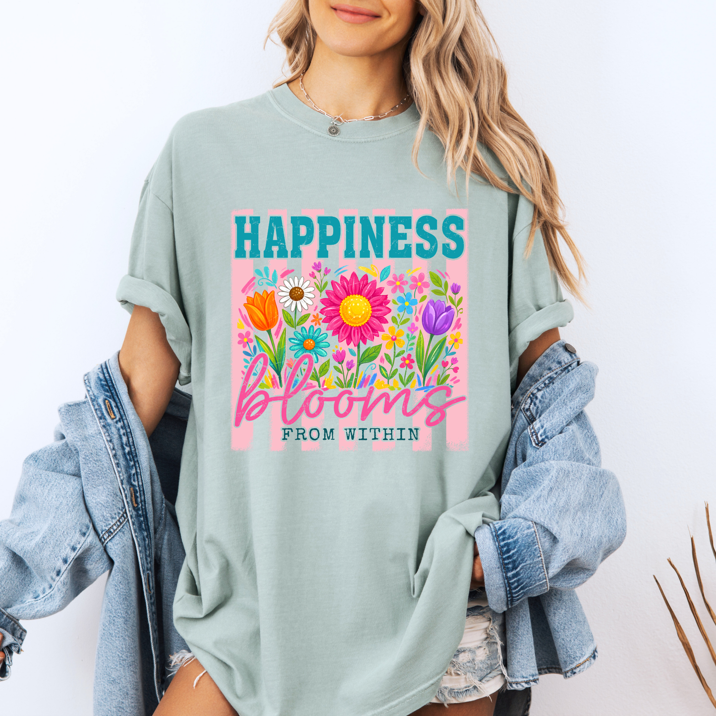 🌸✨ Happiness Blooms From Within Floral t-shirt 🌼💖🌷