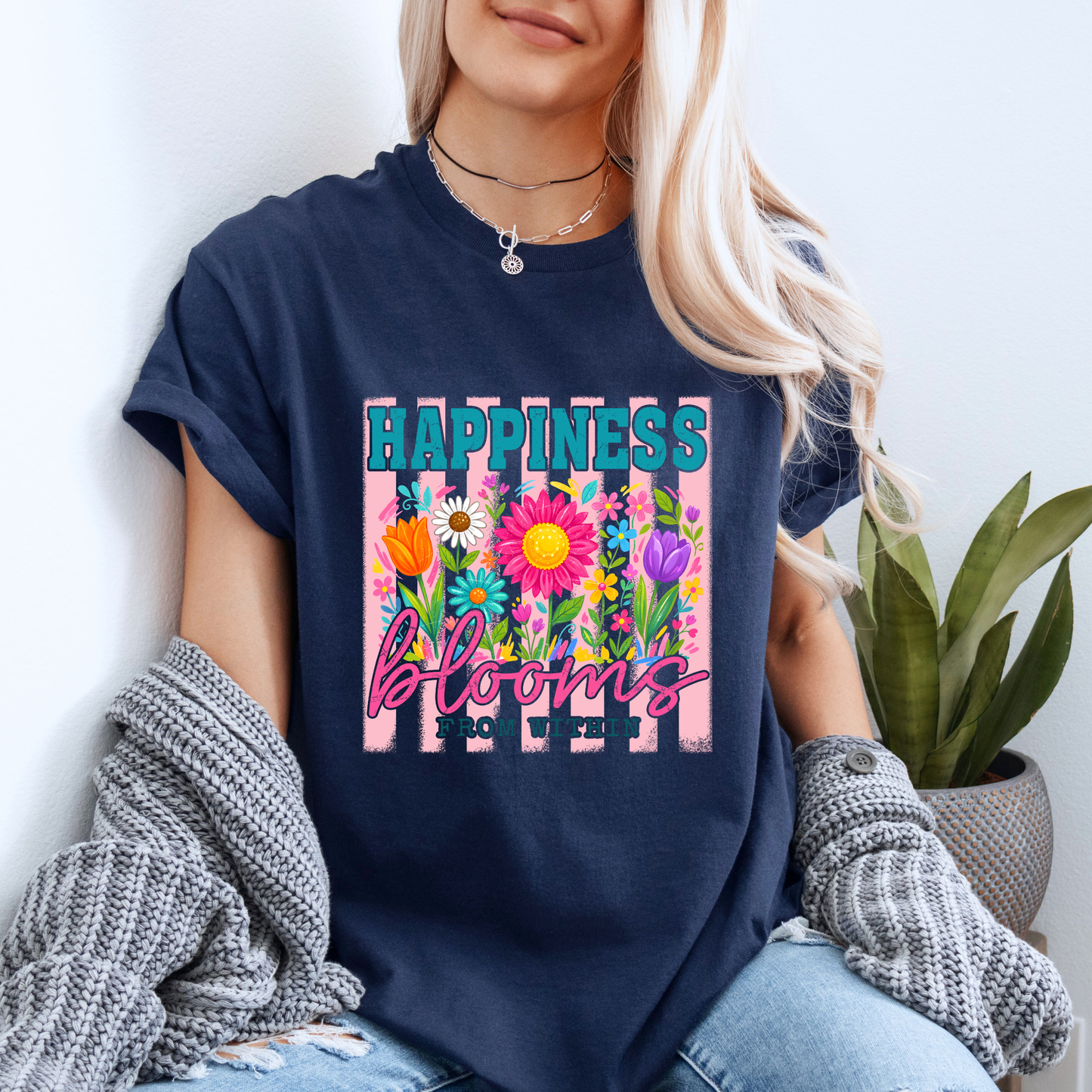 🌸✨ Happiness Blooms From Within Floral t-shirt 🌼💖🌷