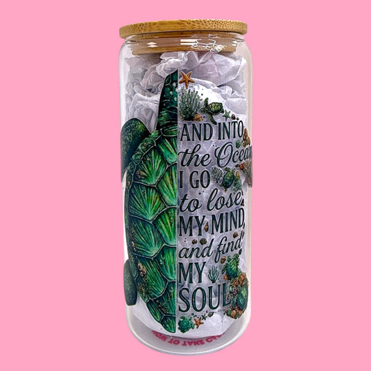 🐢🌊And Into The Ocean I Go 20oz Glass Cup✨