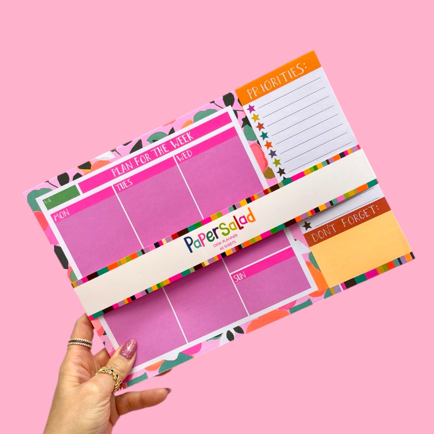 🌸💖 Colourful Hearts Weekly Desk Planner✨