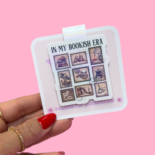 📚💌 “In My Bookish Era” – Vintage Stamp Magnetic Bookmark