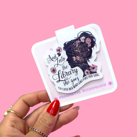 📚🌸 Into the Library She Goes Magnetic Bookmark✨