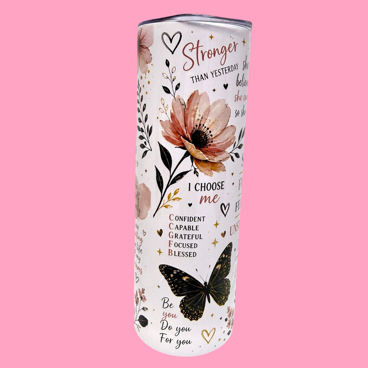 🦋 She Is Fierce 20oz Motivational Tumbler 🌸✨