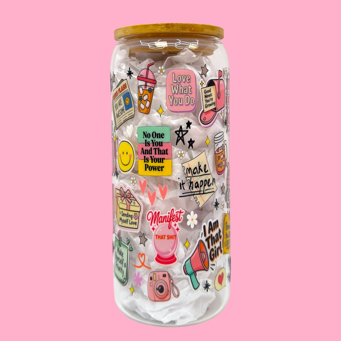 💖That Girl Motivation 20oz Glass Cup✨