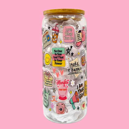 💖That Girl Motivation 20oz Glass Cup✨