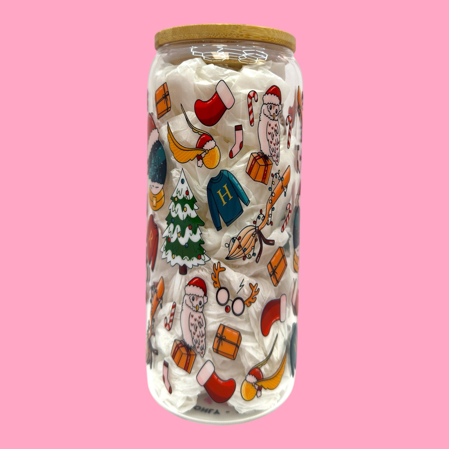 Magical Christmas Wizard 20oz Glass Cup 🎄✨🪄