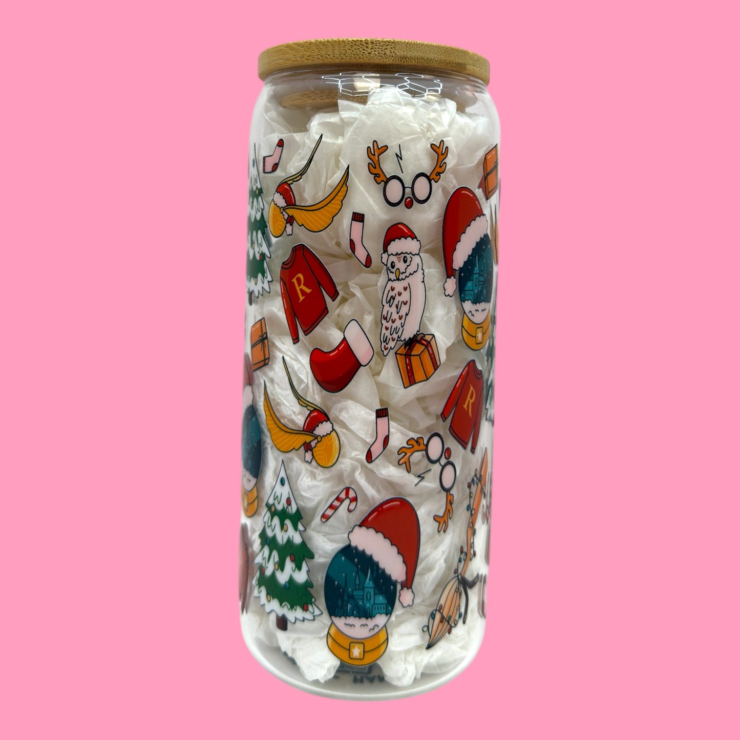 Magical Christmas Wizard 20oz Glass Cup 🎄✨🪄