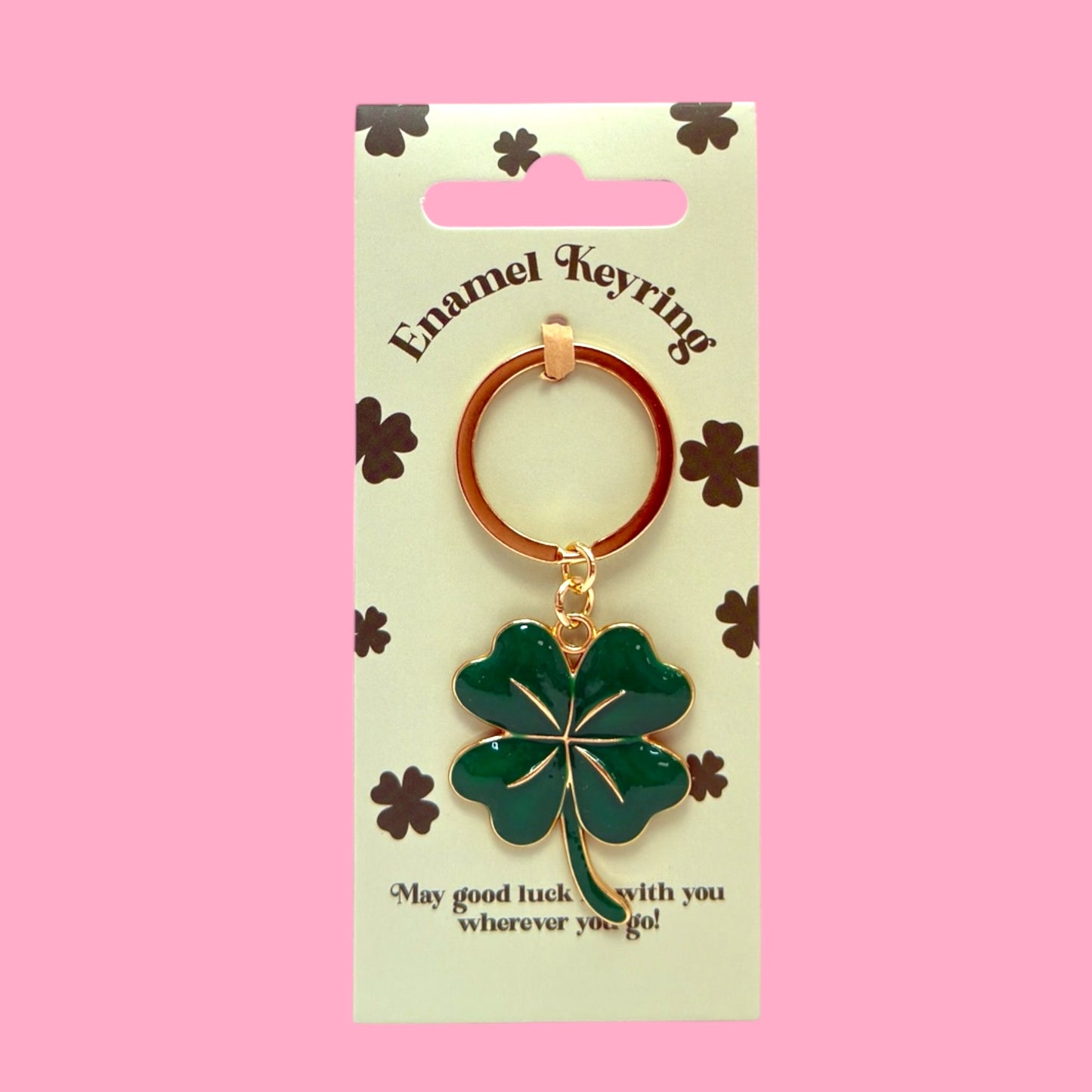 🍀 Lucky Four-Leaf Clover Enamel Keyring ✨💚