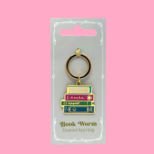 📚✨ Book Worm Enamel Keyring 🐛💛