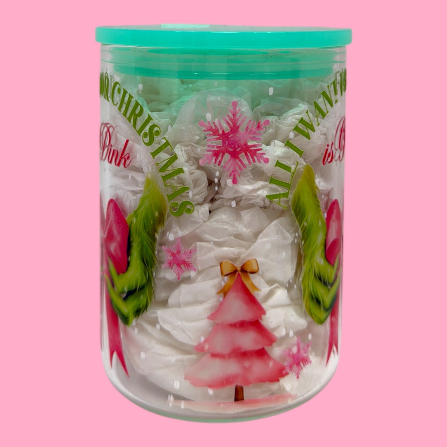 All I Want for Christmas Is Pink 16oz Glass Mug 💗🎄✨