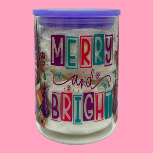 Merry and Bright Christmas Trees 16oz Glass Mug 🎄💜✨