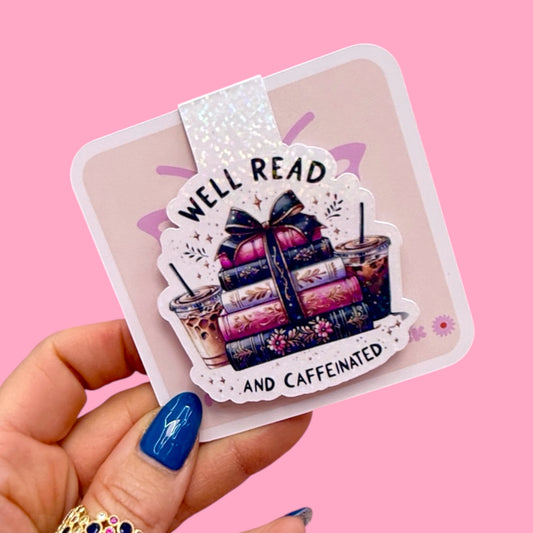 📚Well Read & Caffeinated Magnetic Bookmark ☕✨