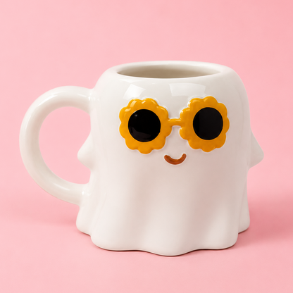 👻🌼 Groovy Ghost Ceramic Mug 17oz