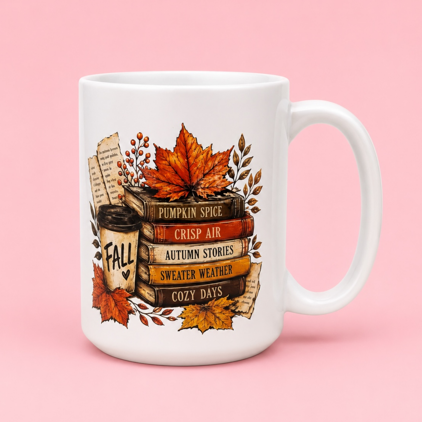 🍂📚 Fall Reading Ceramic Mug 15oz