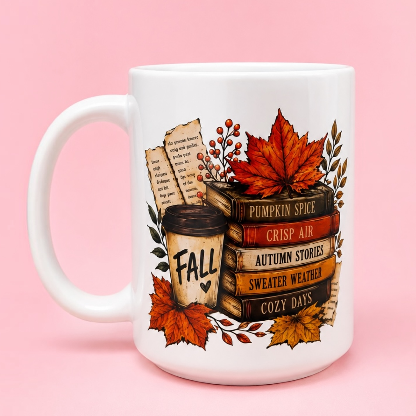 🍂📚 Fall Reading Ceramic Mug 15oz