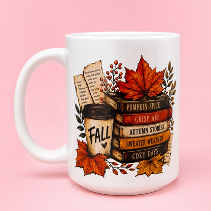 🍂📚 Fall Reading Ceramic Mug 15oz
