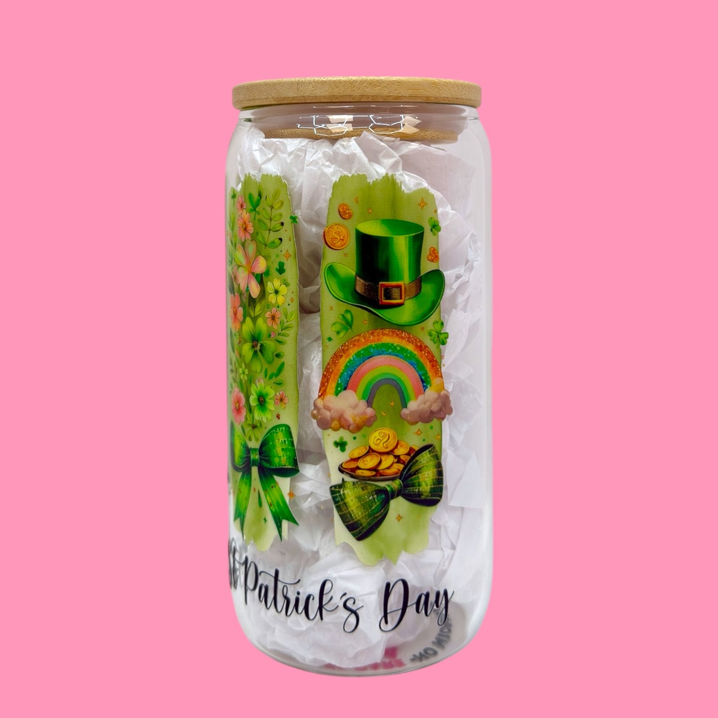🍀Happy St. Patrick’s Day 16oz Glass Cup✨