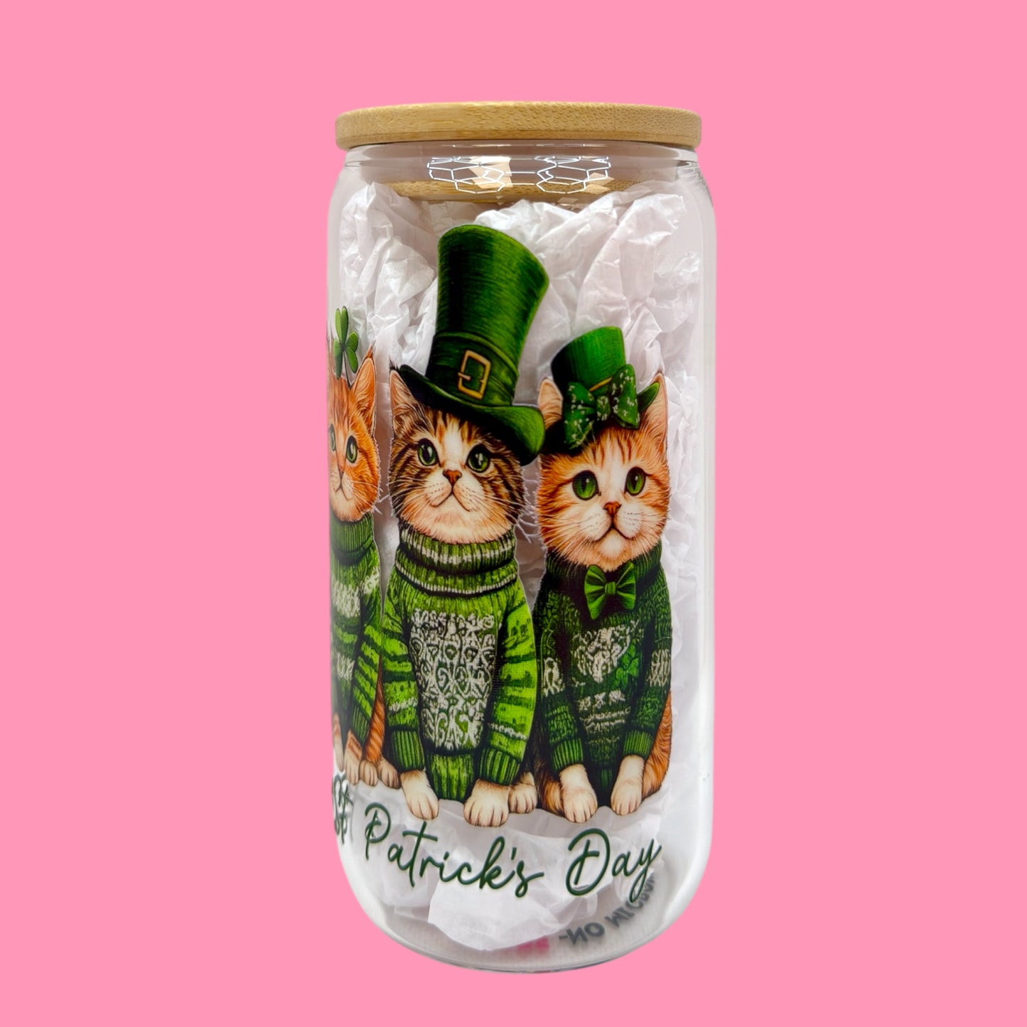 Lucky Cats St. Patrick’s Day 16oz Glass Cup 🐱🍀