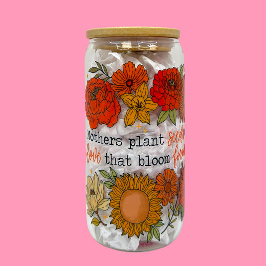 Mothers Plant Seeds of Love 16oz Glass Cup 🌻💛
