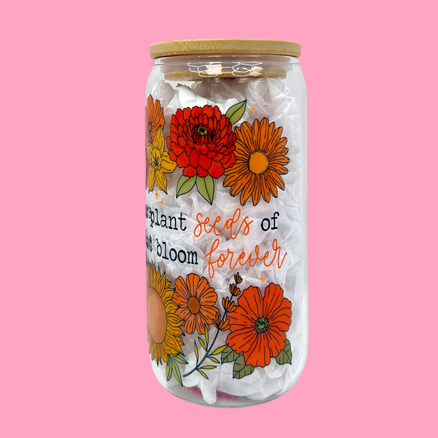 Mothers Plant Seeds of Love 16oz Glass Cup 🌻💛