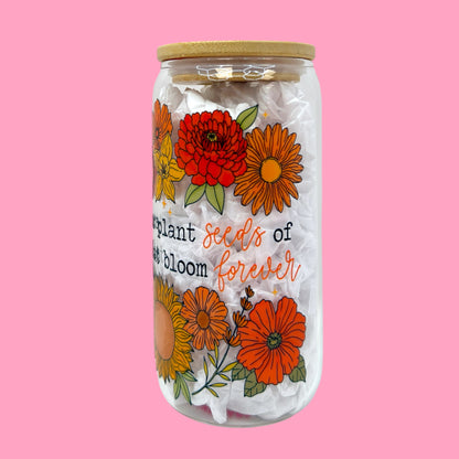 Mothers Plant Seeds of Love 16oz Glass Cup 🌻💛
