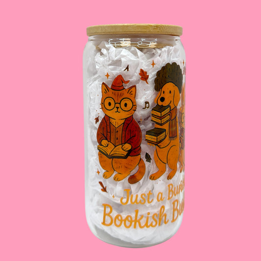 🧡Just a Bunch of Bookish Buddies 16oz Glass Cup 📚