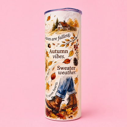 🍁 Sweater Weather & Autumn Vibes 🍂 20oz Stainless Steel Thermal Tumbler