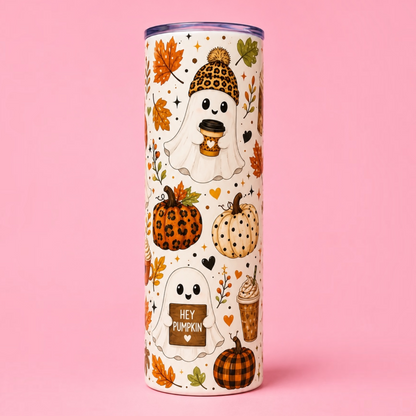 👻🎃 Hey Pumpkin! Spooky & Cosy Vibes 🍂☕ 20oz Stainless Steel Thermal Tumbler
