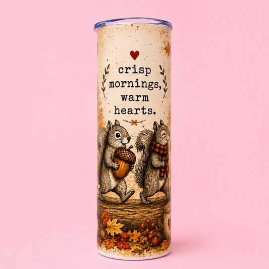🍂🐿️ Crisp Mornings & Squirrel Adventures 🤎 20oz Stainless Steel Thermal Tumbler