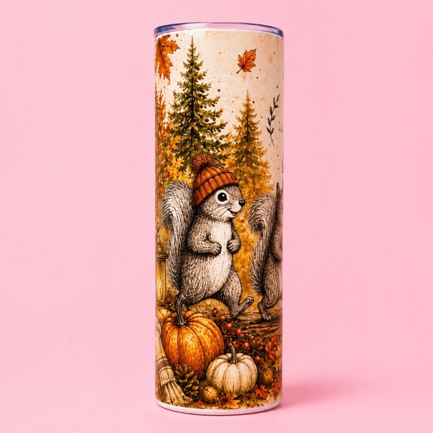 🍂🐿️ Crisp Mornings & Squirrel Adventures 🤎 20oz Stainless Steel Thermal Tumbler