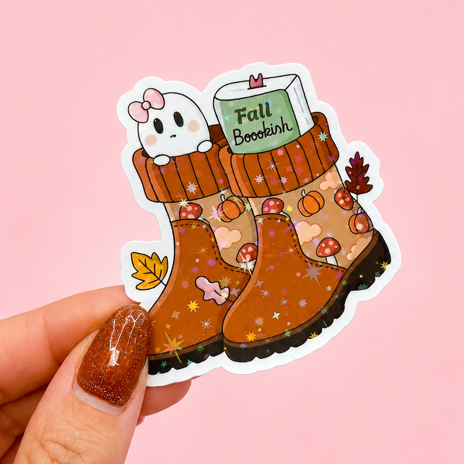 🍂👻 Fall Booookish Boots Sticker 📚✨