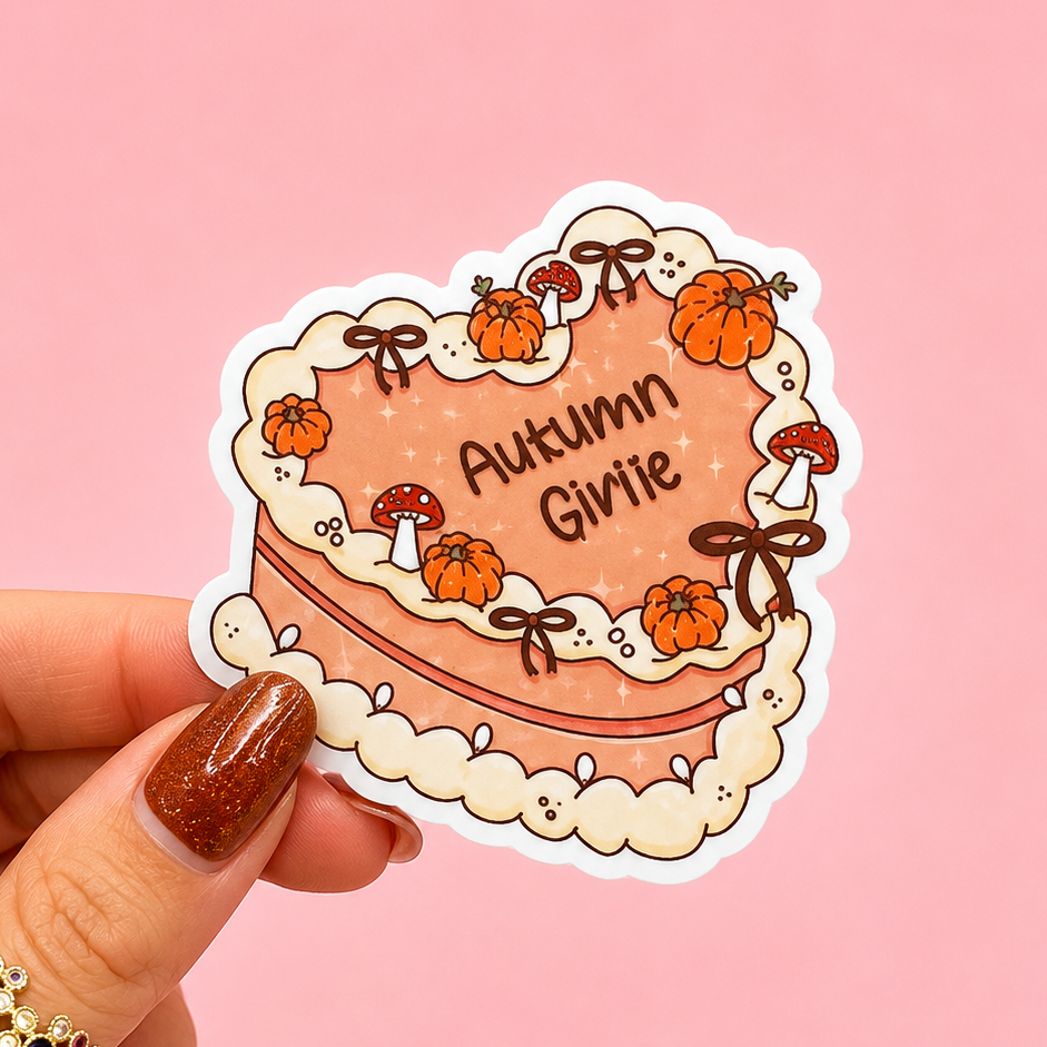 🎂🍂 Autumn Girlie Cake Sticker 🎃✨