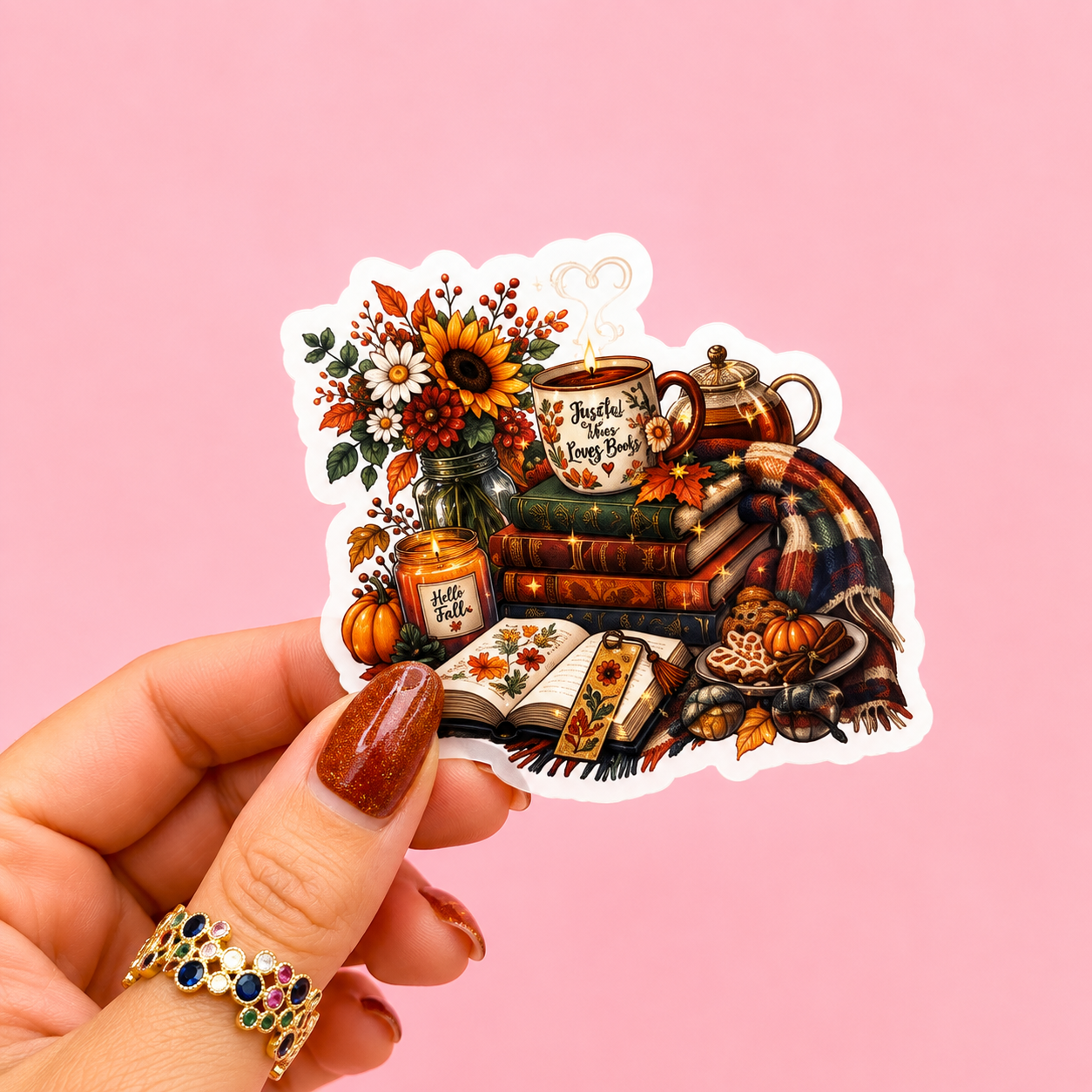 📚🍂 Just a Girl Who Loves Books & Fall Sticker ☕