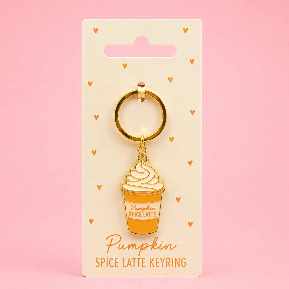 Pumpkin Spice Latte Enamel Keyring ☕🎃