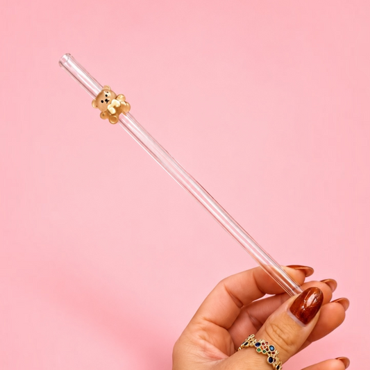 Cute Bear Glass Straw 🧸🤎