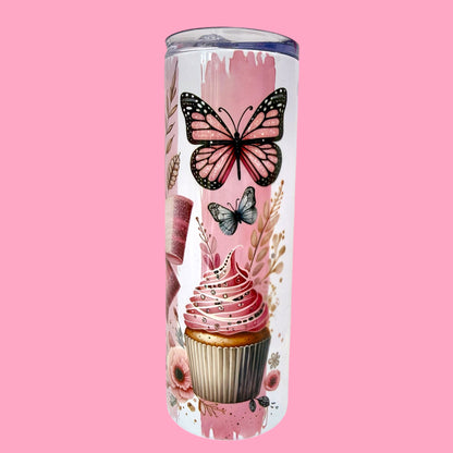 🎀 Pink Bows & Coffee Dreams 20oz Tumbler ☕🦋🌸